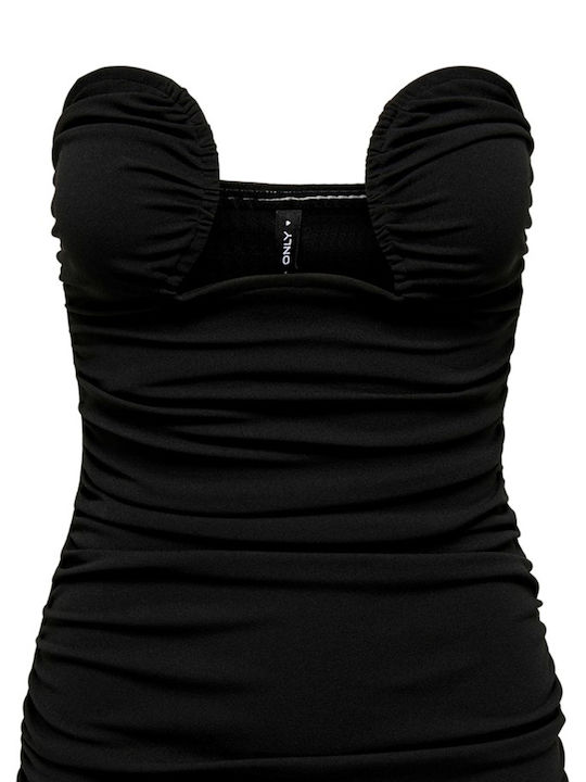 Mini Βραδινό Φόρεμα Strapless Μαύρο