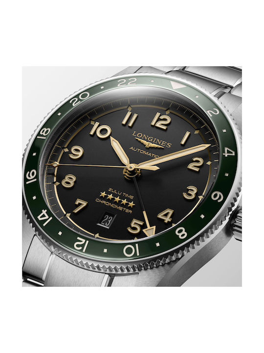 Longines Spirit Zulu Time Men's Watch 42mm Battery with Silver Metal Bracelet