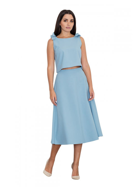 Figl Set with Midi Skirt in Blue color