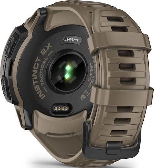 Garmin Instinct 2X Solar Tactical 50mm Waterproof Smartwatch with Heart Rate Monitor (Coyote Tan)