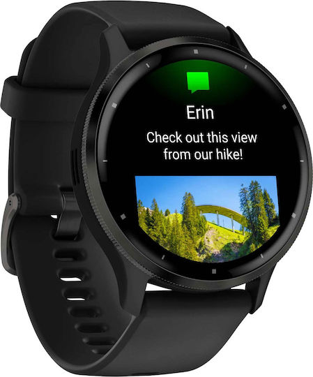 Garmin Venu 3 Stainless Steel 45mm Waterproof Smartwatch with Heart Rate Monitor (Slate Bezel With Black Silicone Band)