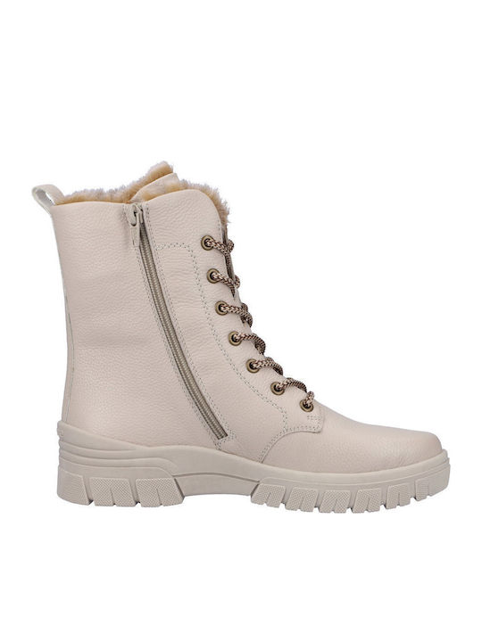 Leder Damen Chelsea Stiefeletten Beige