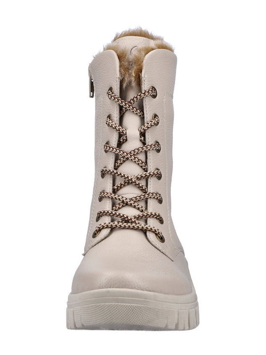 Leder Damen Chelsea Stiefeletten Beige