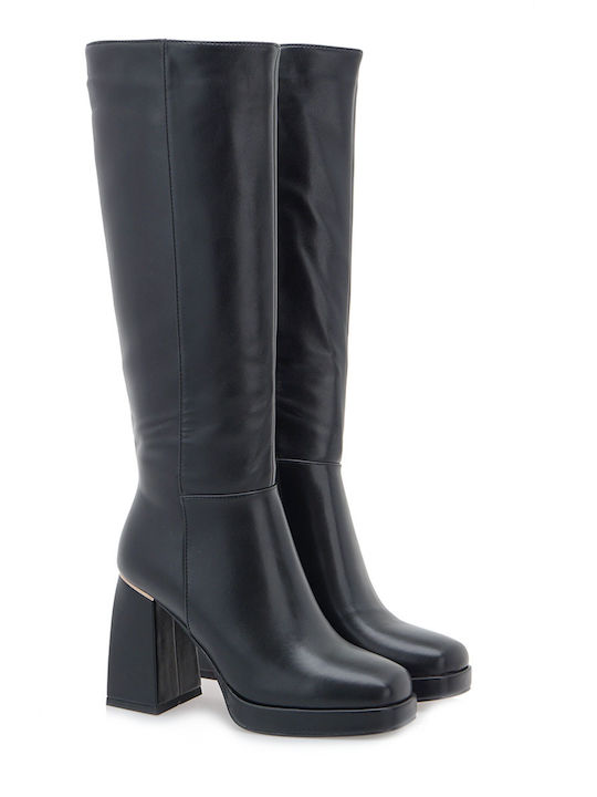 Exe Synthetic Leather High Heel Women's Boots Black