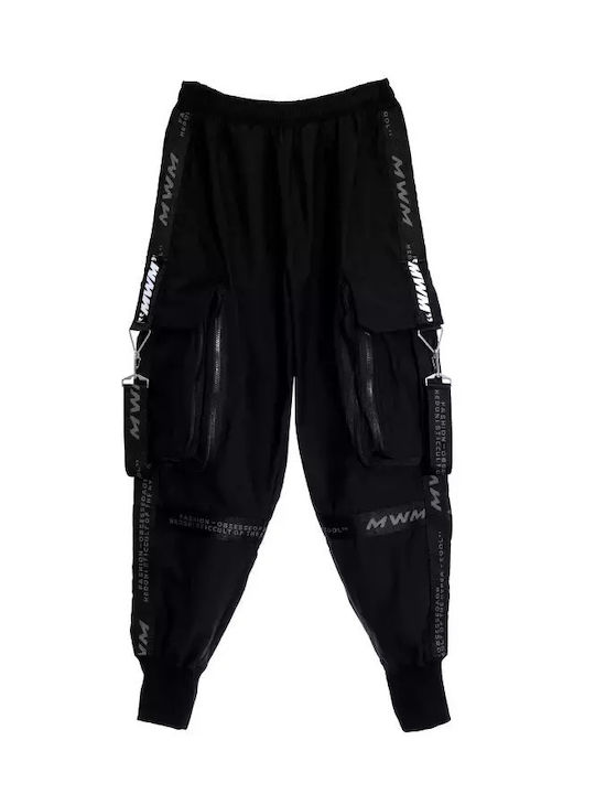 Cargo Pantaloni de trening Lucios cu Elastic Negru