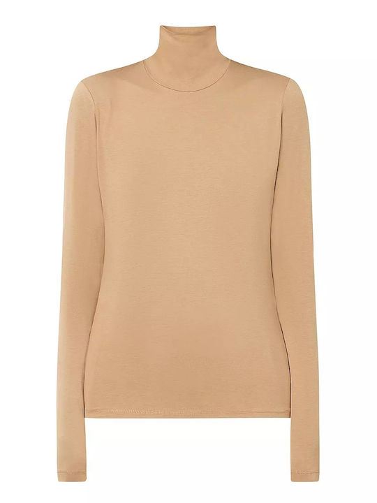 Women's Athletic Blouse Long Sleeve Brown