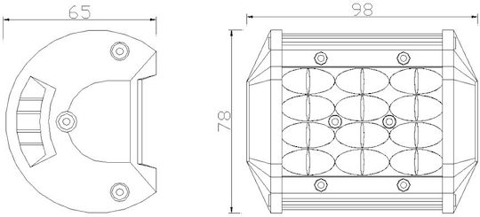 Kamar Τετράγωνος Προβολέας Αυτοκινήτου LED 12 / 24V 13W με Λευκό Φωτισμό 1τμχ