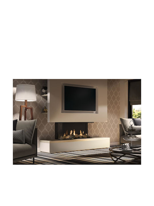 Dru Global 100 Triple BF Ενεργειακό Τζάκι Αερίου Τρίπλευρο με Σταθερή Πόρτα Κλειστού Δοχείου με Κούτσουρα