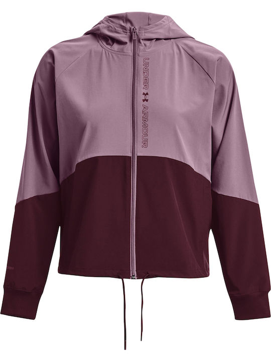Women's Running Short Sports Jacket Windproof for Spring or Autumn Purple
