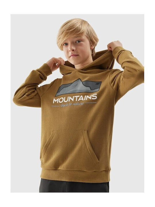 Kids Sweatshirt with Hood and Pockets Brown