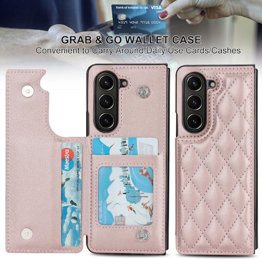 Puff Rhombus Umschlag Rückseite Kunststoff Rose Gold (Galaxy Z Fold5)