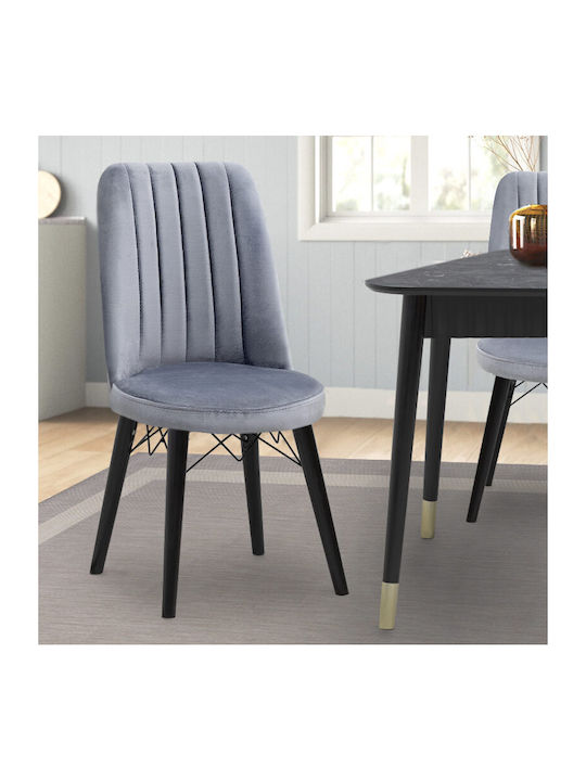 Alegra Dining Room Velvet Chair Gray 46x44x91cm