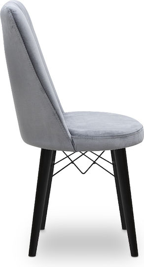 Alegra Dining Room Velvet Chair Grey 46x44x91cm