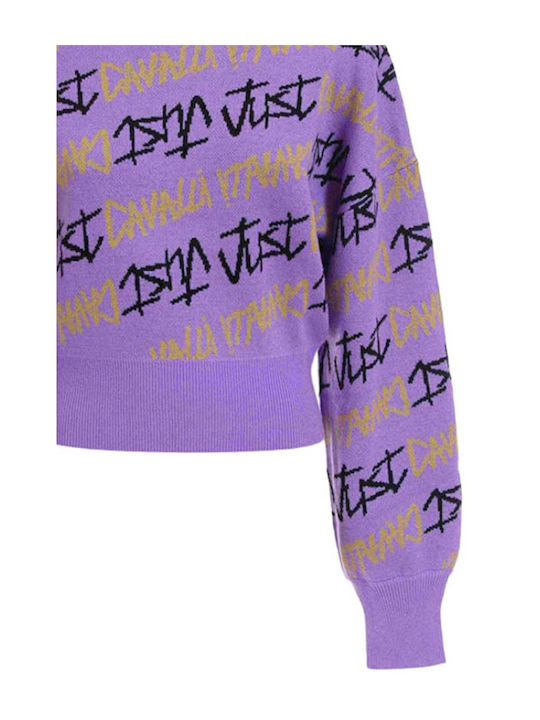 Just Cavalli Women's Long Sleeve Pullover Wool Purple