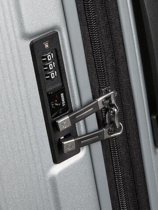 Samsonite NUON Μεσαία Βαλίτσα Ταξιδίου Σκληρή Ασημί με 4 Ρόδες Ύψους 69εκ.