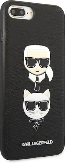 Karl Lagerfeld Ikonik Karl&Choupette Head Back Cover Synthetic Leather Plastic Silicone Black iPhone 8/7 Plus