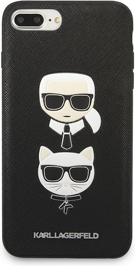 Karl Lagerfeld Ikonik Karl&Choupette Head Back Cover Synthetic Leather Plastic Silicone Black iPhone 8/7 Plus