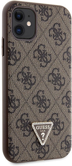 Guess Metal Logo Задна корица Пластмаса / Метал с Каишка Кафяв (Apple iPhone 11/XR)