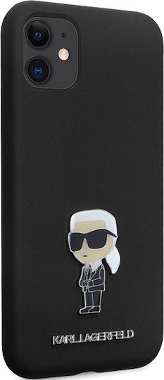 Karl Lagerfeld Ikonik Metal Pin Back Cover Σιλικόνης Μαύρο (iPhone 11)