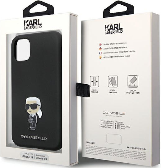 Karl Lagerfeld Ikonik Metal Pin Back Cover Σιλικόνης Μαύρο (iPhone 11)