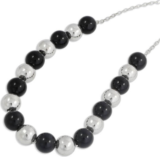 SilverBrand.gr Silver Worry Beads Black 1cm