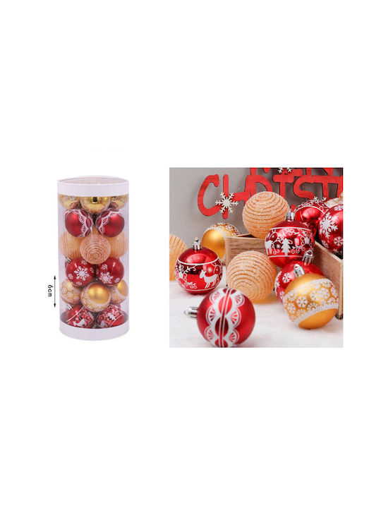 6cm Christmas Ball Ornament Red 24pcs (Μiscellaneous Designs)