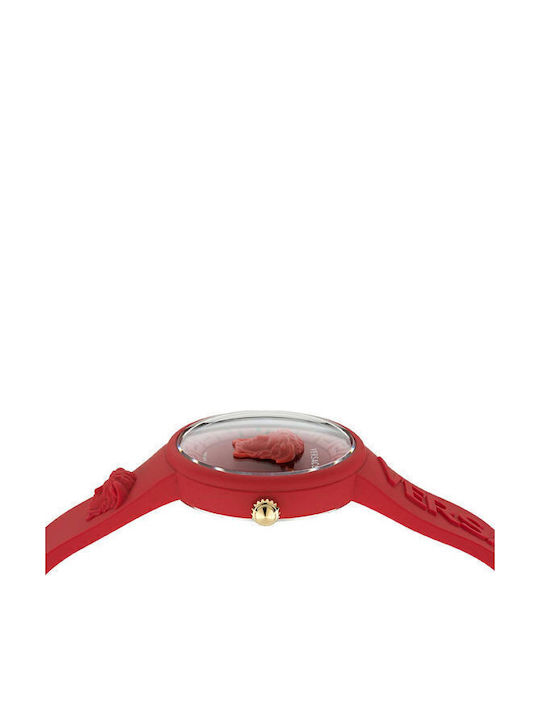 Versace Medusa Pop Γυναικείο Ρολόι 39mm Μπαταρίας με Κόκκινο Καουτσούκ Λουράκι