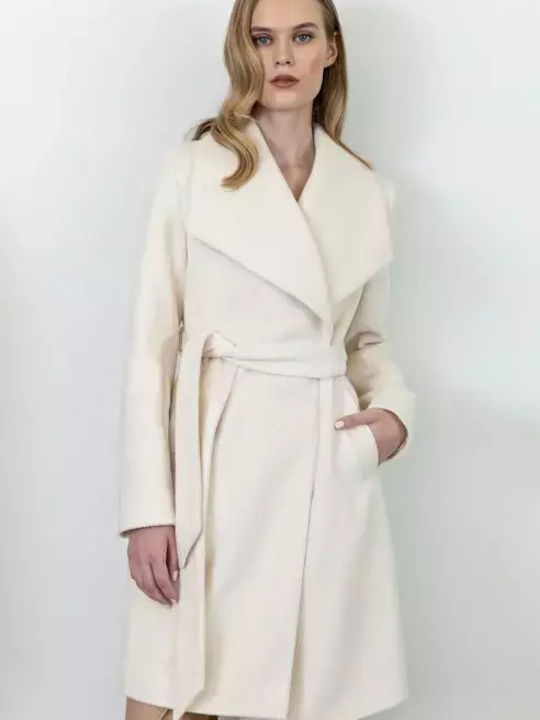 Women's Beige Coat with Belt