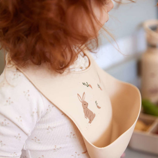 Filibabba Waterproof Bib Silicone with Button Beige for 0 m+