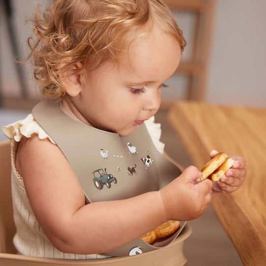 Filibabba Wasserdicht Lätzchen Silikon mit Taste Brown