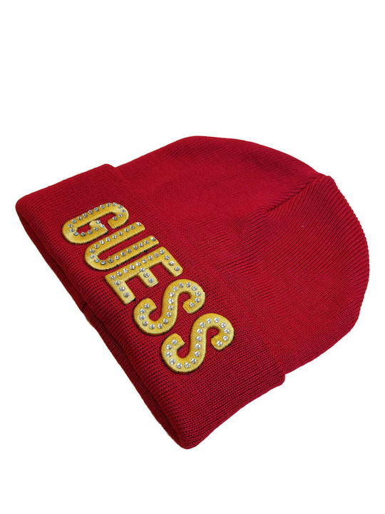 Guess Beanie Unisex Σκούφος Πλεκτός σε Κόκκινο χρώμα