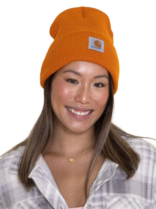 Beanie Unisex Σκούφος Πλεκτός σε Πορτοκαλί χρώμα