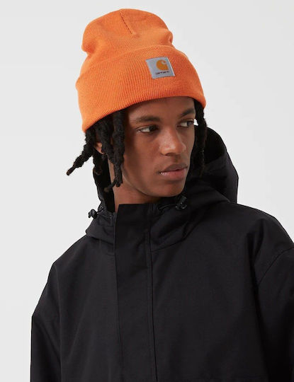 Beanie Unisex Σκούφος Πλεκτός σε Πορτοκαλί χρώμα