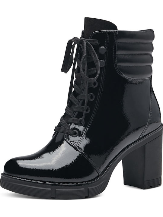 Women's Ankle Boots made of Patent Leather with High Heel Black