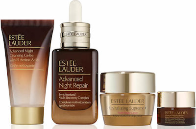 Estee Lauder Nighttime Necessities Repair + Firm + Hydrate Set Îngrijire pentru Strălucire , Hidratare & Τonifiere cu Crema de fata , Gel de curatare pentru fata , Crema de ochi & Loțiune facială