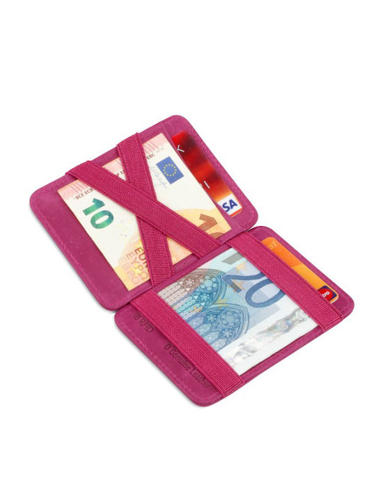 Δερμάτινο Ανδρικό Πορτοφόλι Καρτών με RFID Ροζ