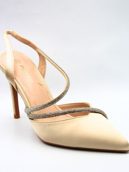 Plato Beige High Heels with Strap