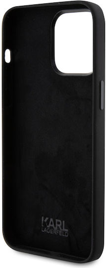 Karl Lagerfeld Ikonik Metal Pin Umschlag Rückseite Metallisch Schwarz (iPhone 15 Pro Max)