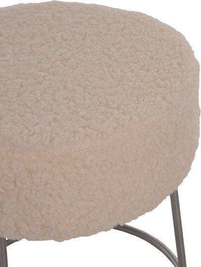 Taburet de Living Tapițat cu Țesătură Bouclé Karlo Alb 35x35x41 cm