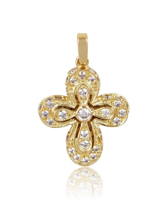 Senzio Belibasakis Damen Gold Kreuz 14K mit Kette