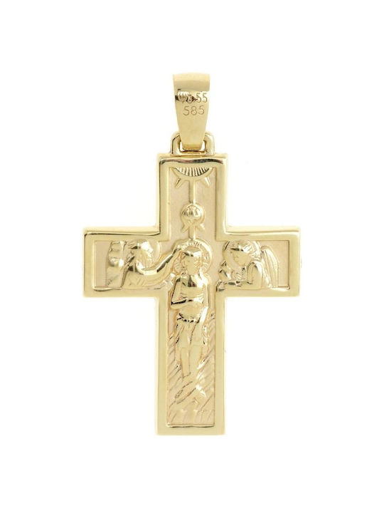 Senzio Belibasakis Men's Gold Cross 14K Double Sided