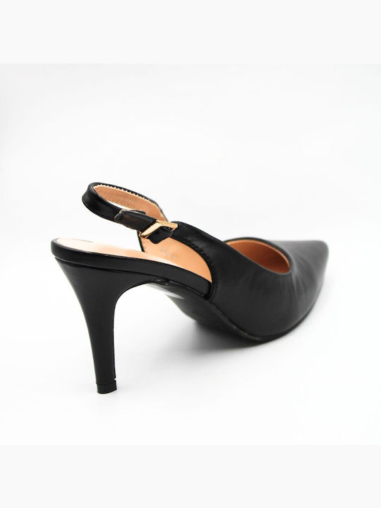 Diamantique Black High Heels with Strap