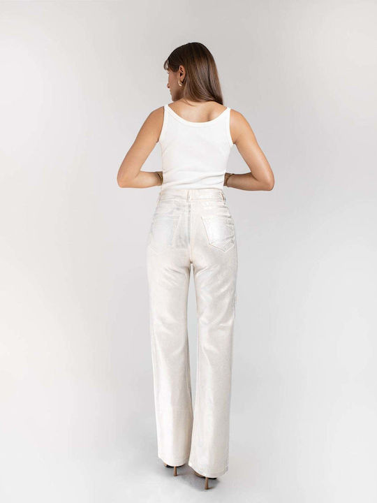 Women's Jean Trousers Flared Beige