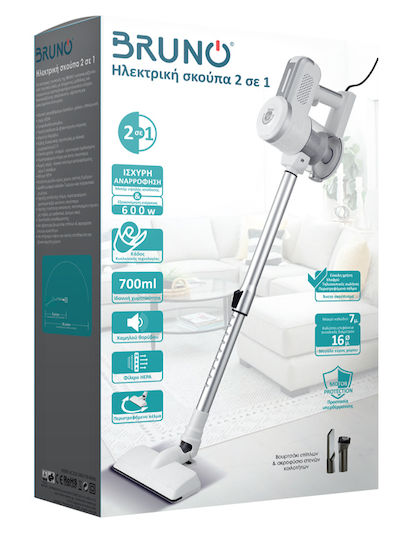Bruno BRN-0133 Ηλεκτρική Σκούπα 2 σε 1 Stick & Χειρός 600W Λευκή