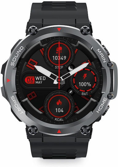 Ksix Oslo Aluminium Smartwatch with Heart Rate Monitor (Black)