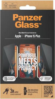 PanzerGlass Ultra-wide Fit Confidențialitate Sticlă călită (iPhone 15 Plus)