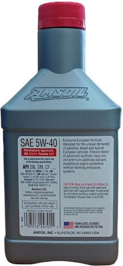 Amsoil European Motor Oil Συνθετικό Λάδι Αυτοκινήτου 5W-40 0.946lt