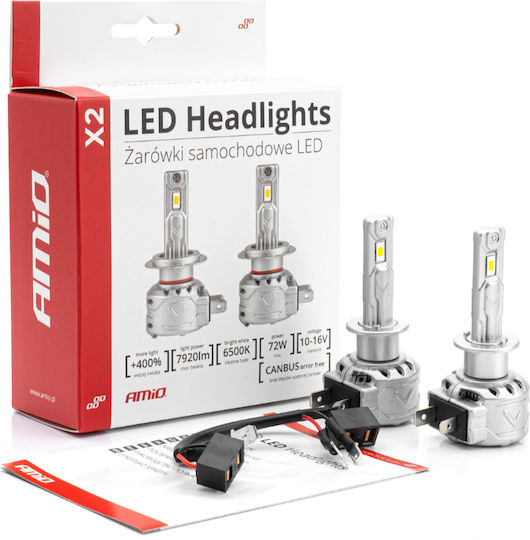 AMiO Lamps Car H1 Canbus LED 6500K Cold White 12V 72W 2pcs