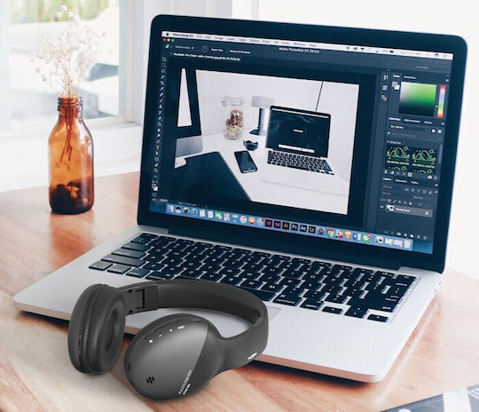 Moxom MX-WL22 Ασύρματα Bluetooth Over Ear Ακουστικά με 10 ώρες Λειτουργίας Μαύρα