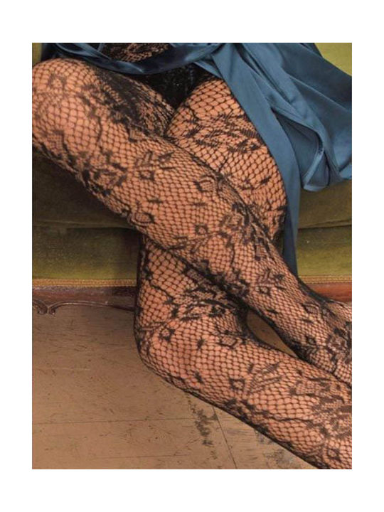 Arma Women's Pantyhose Net 30 Den Black Floral